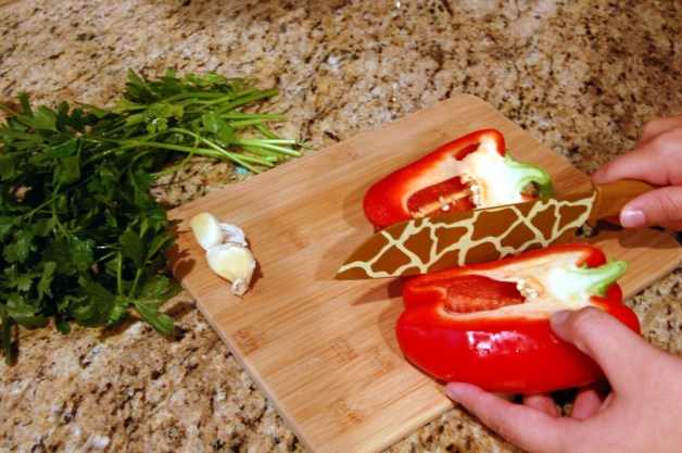 Garlic Breadcrumb Pasta: Chopping Pepper Garlic Breadcrumb Pasta: Chopping Pepper