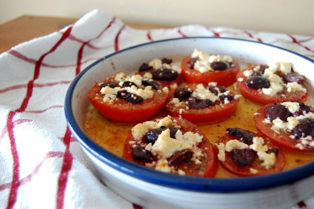 Feta and Kalamata Olive Baked Tomatoes Dish